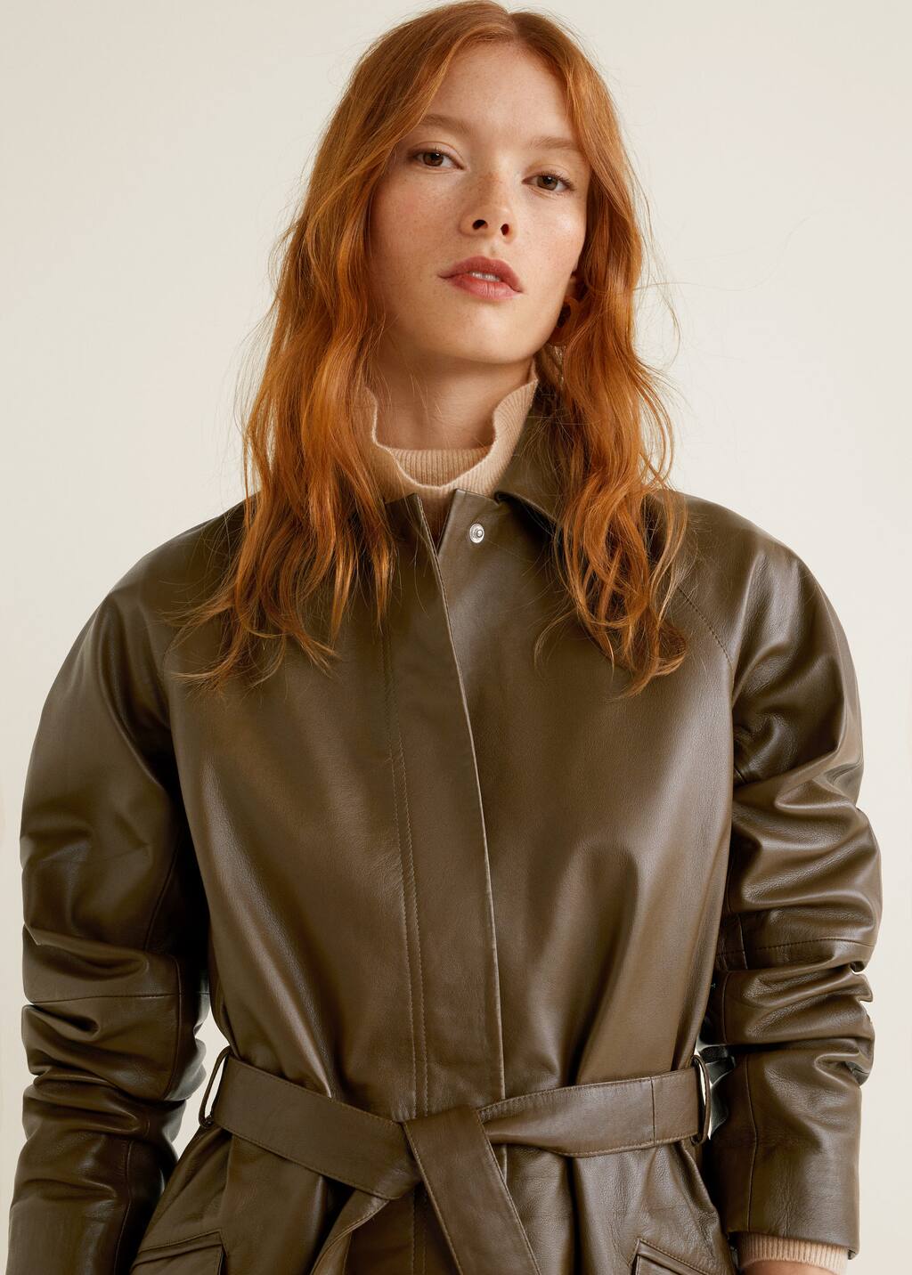 mango leather trench