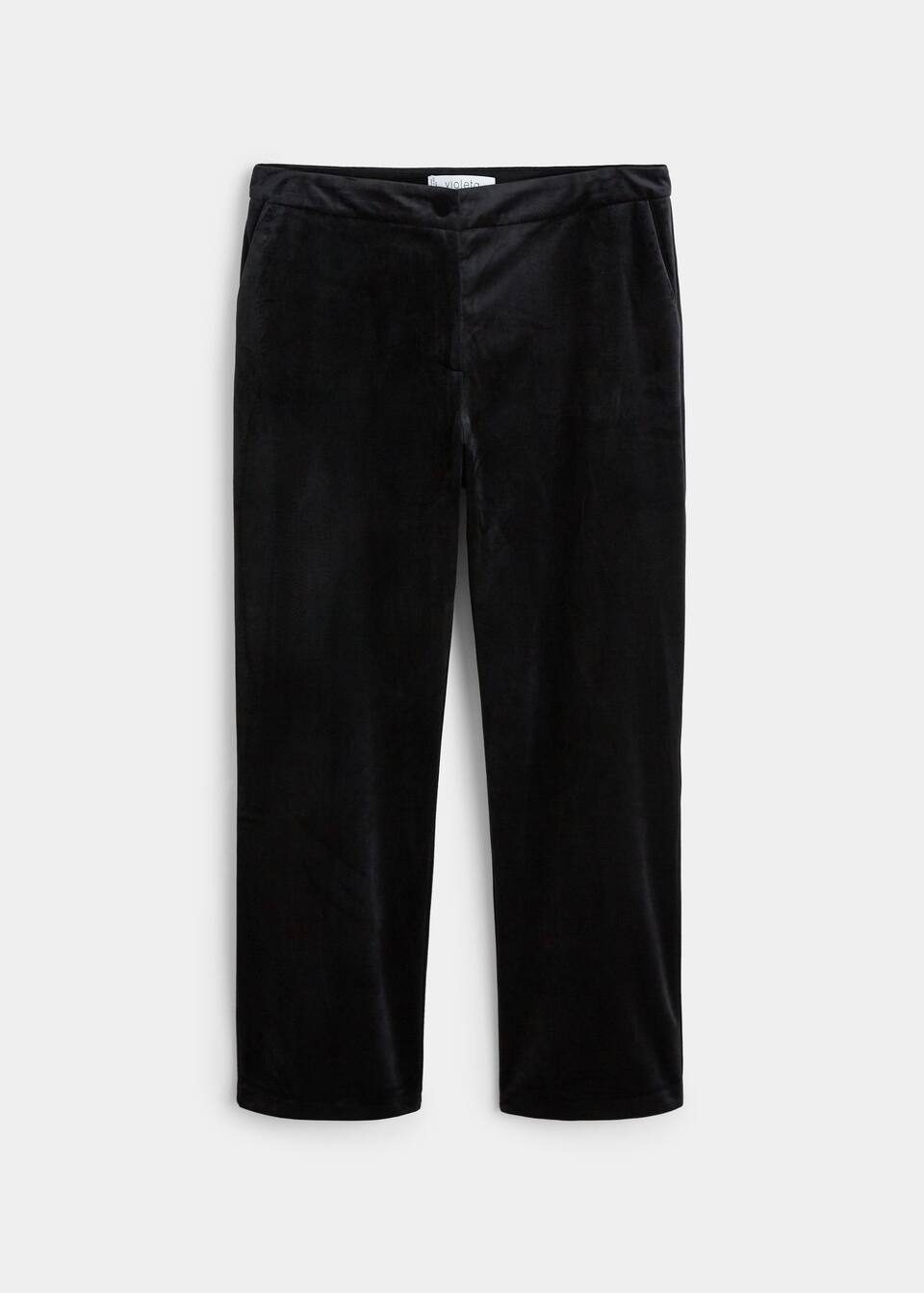 Pantalon Terciopelo Acampanado Tallas Grandes Violeta By Mango Espana