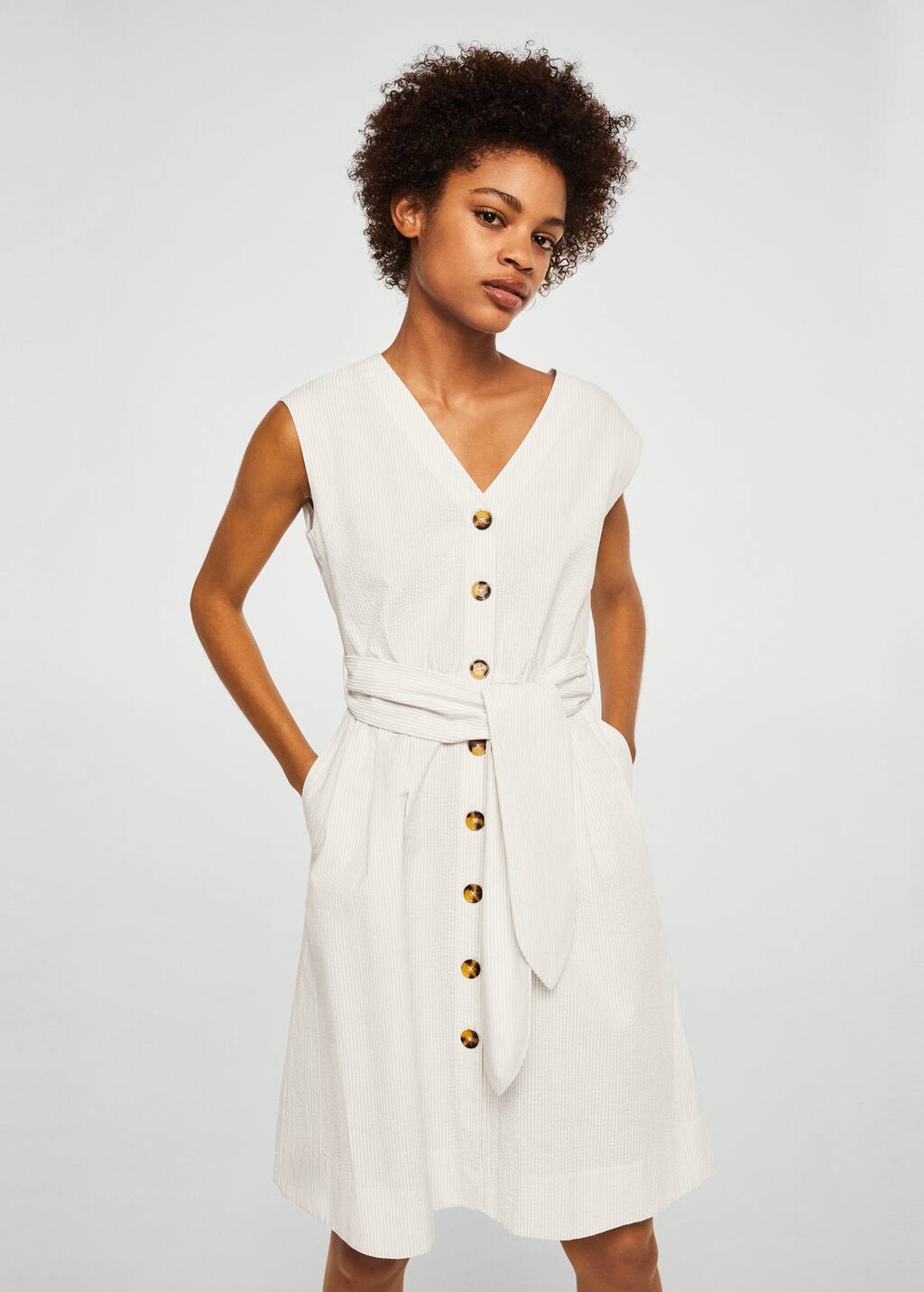 mango white button dress