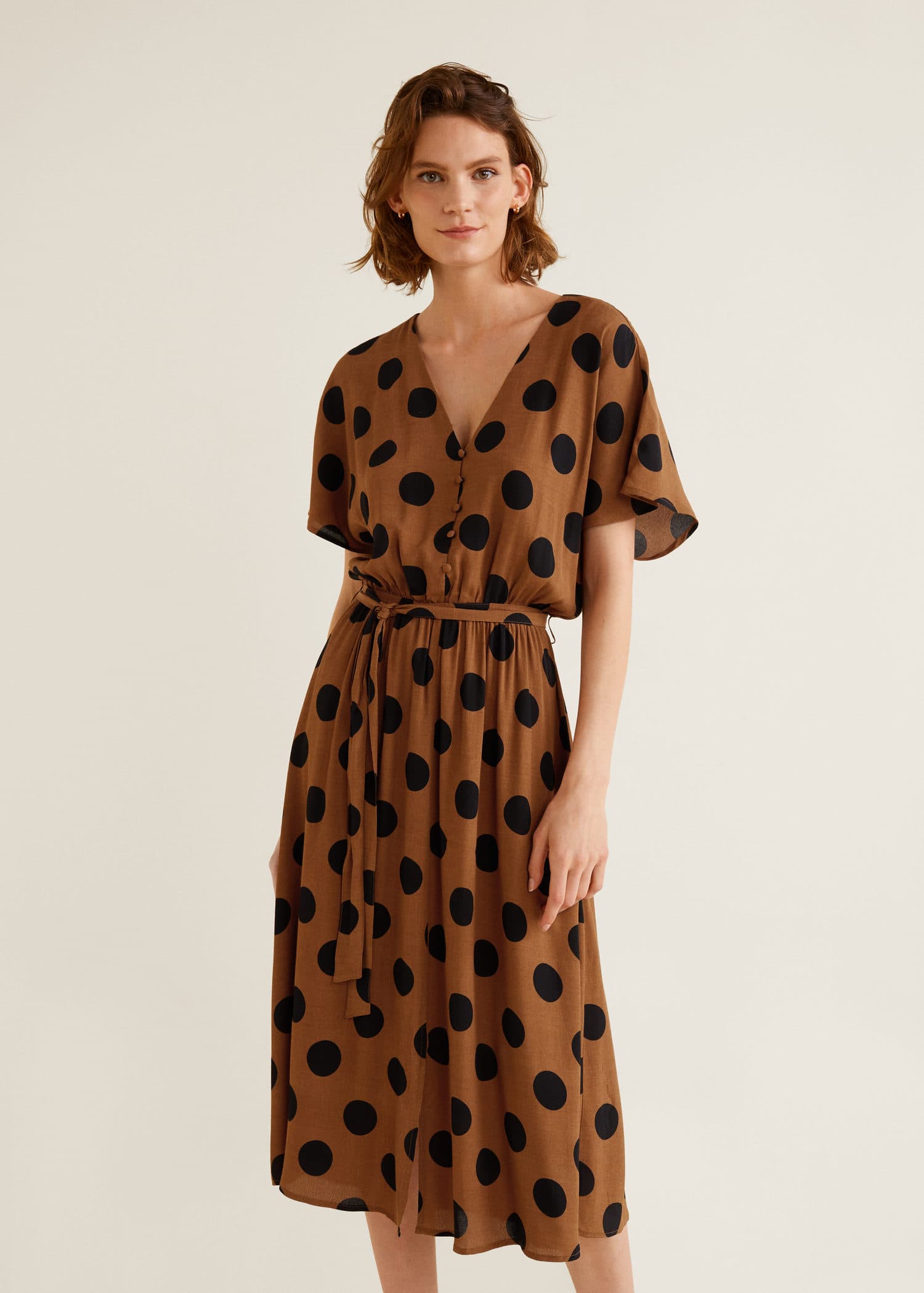 Mango Kleid Braun Mit Punkten Mango Kleid Braun Mit Punkten