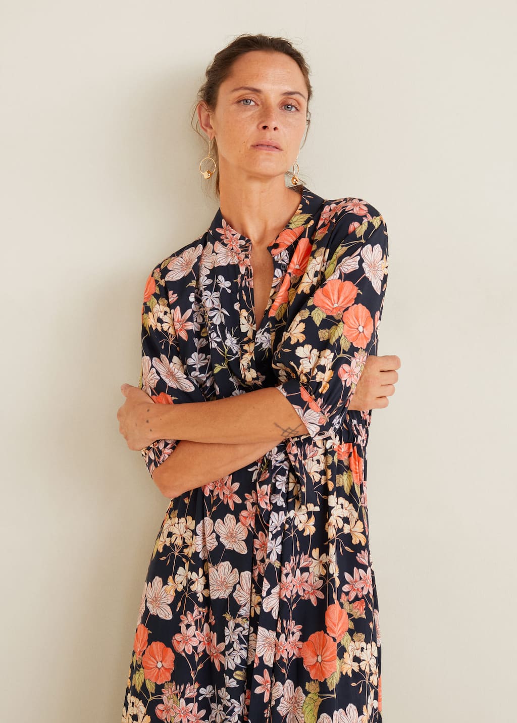 mango floral shirt dress