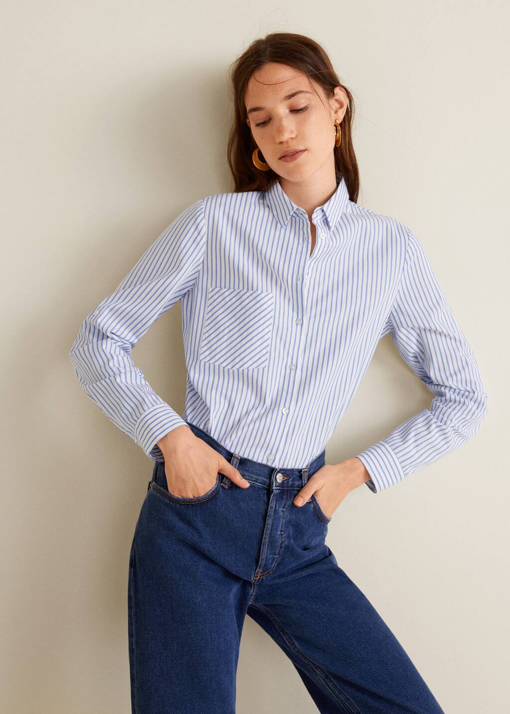 Camisa algodón bolsillo Mujer | Mango España Camisa algodón Mujer | Mango España