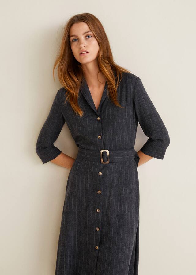 벨트 스트라이프 드레스