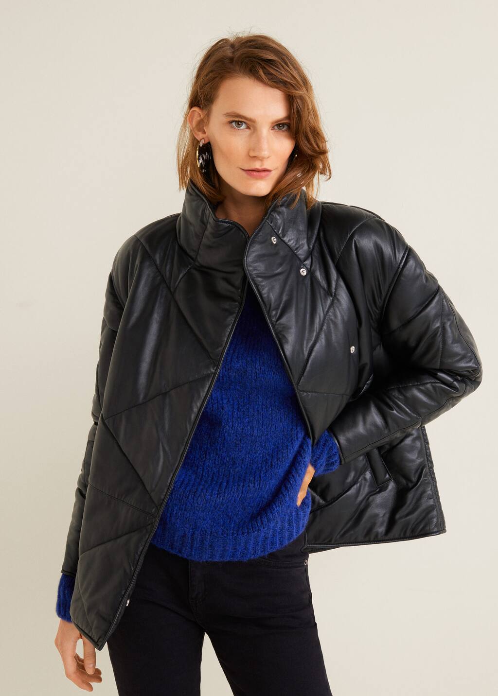 mango quilted leather jacket