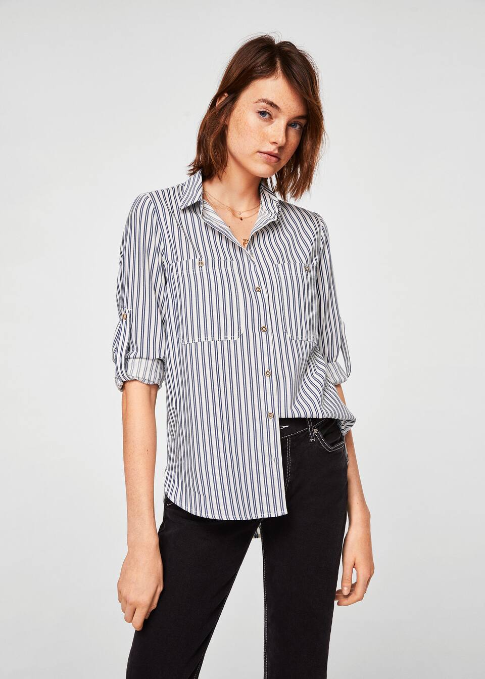 가슴 포켓 면 셔츠