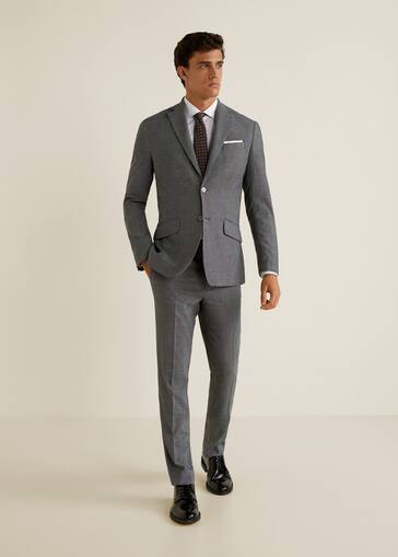 Micro Print Regular Fit Suit Trousers Man Mango Man Lebanon