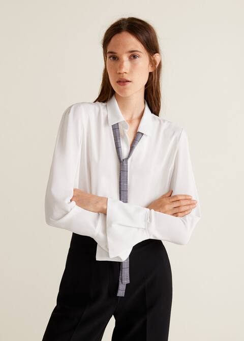 Bluse Mit Schleifenkragen Damen Mango Deutschland