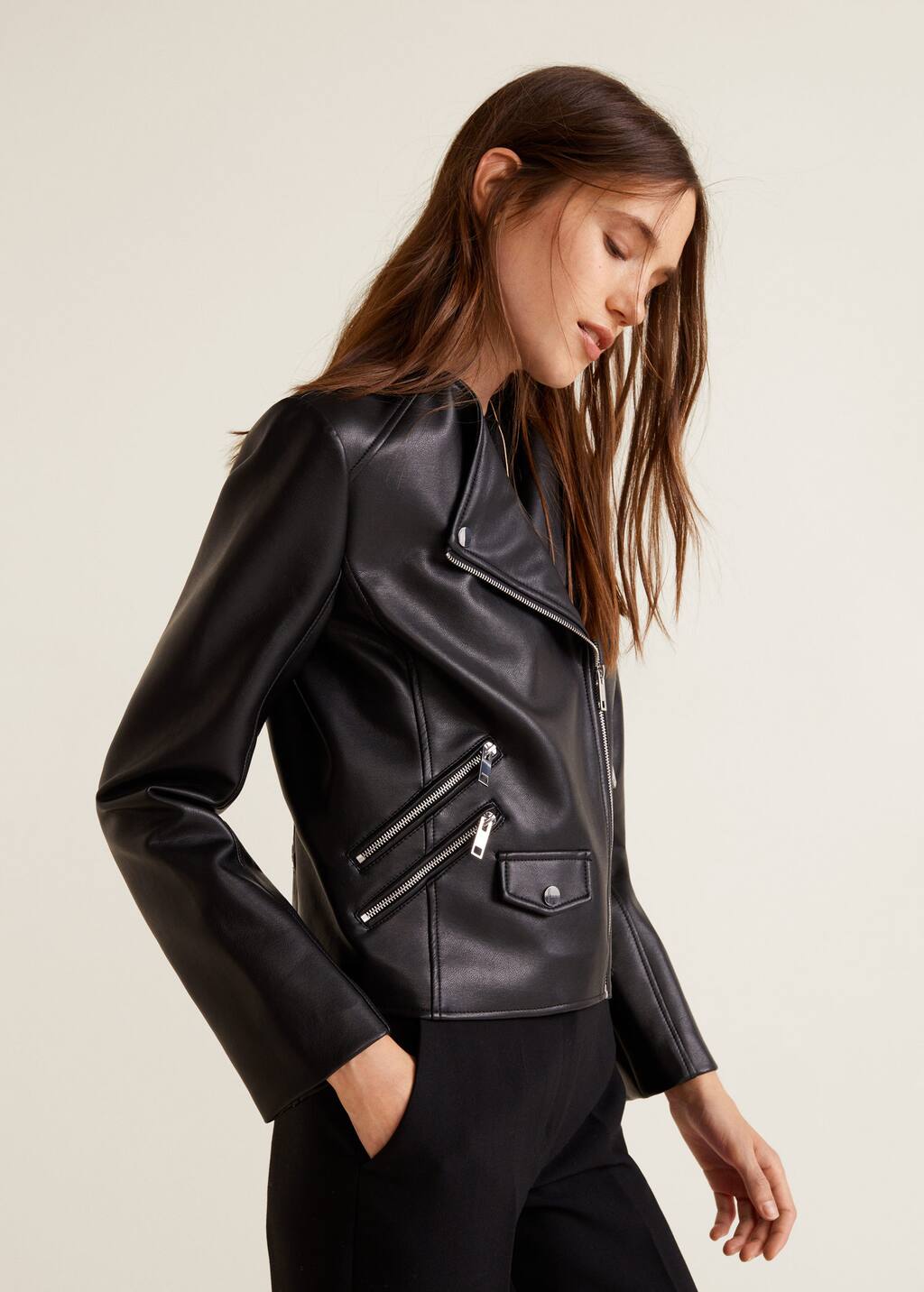 mango zipped biker jacket