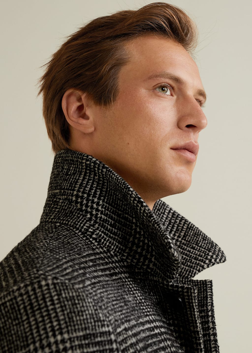 Manteau laine à carreaux prince de galles Homme | Mango Manteau laine à carreaux prince de galles Homme | Mango