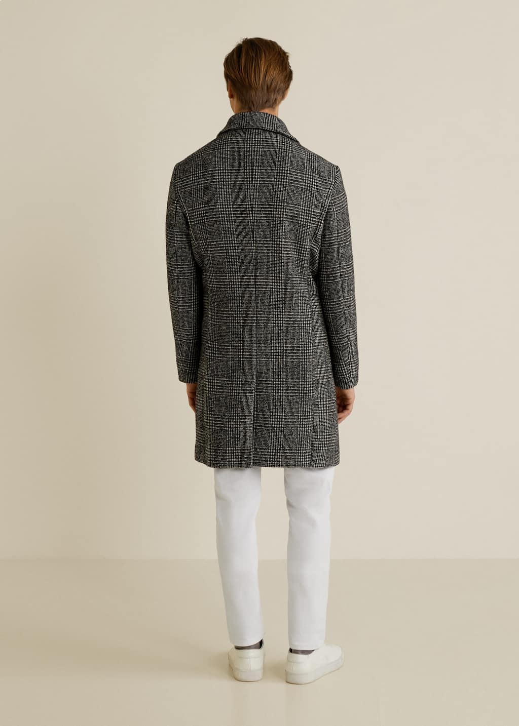 Manteau laine à carreaux prince de galles Homme | Mango Manteau laine à carreaux prince de galles Homme | Mango