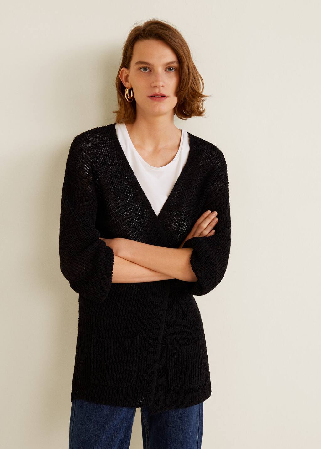 mango open knit cardigan