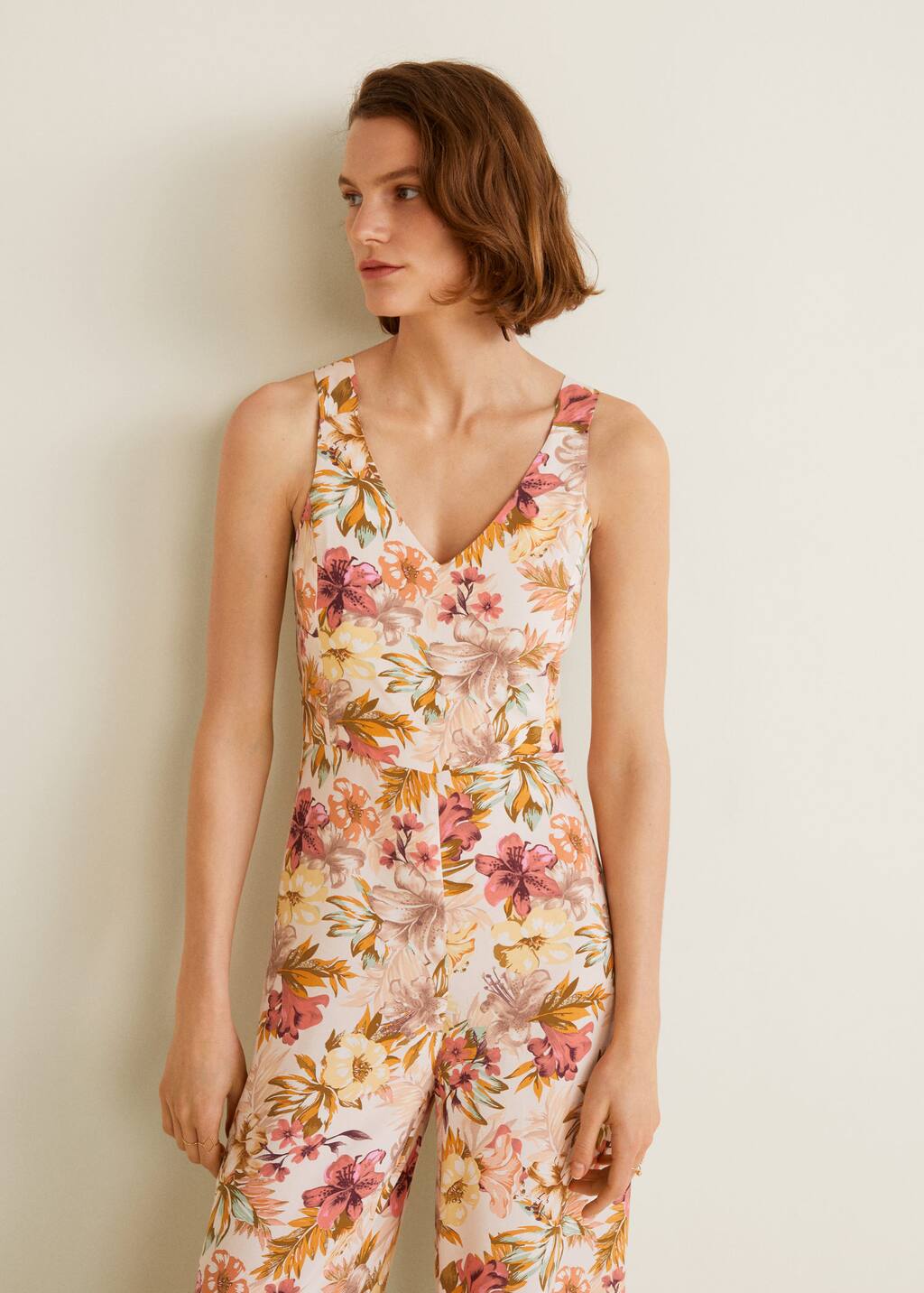 mango long printed jumpsuit