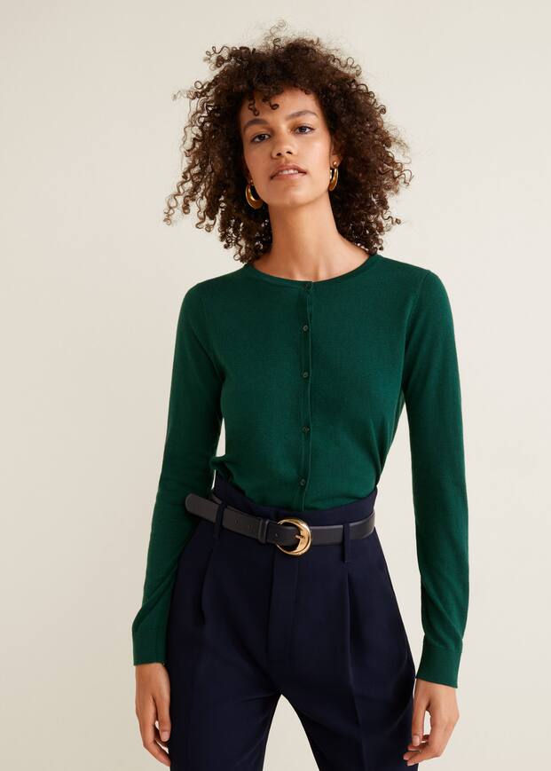 버튼 니트 가디건