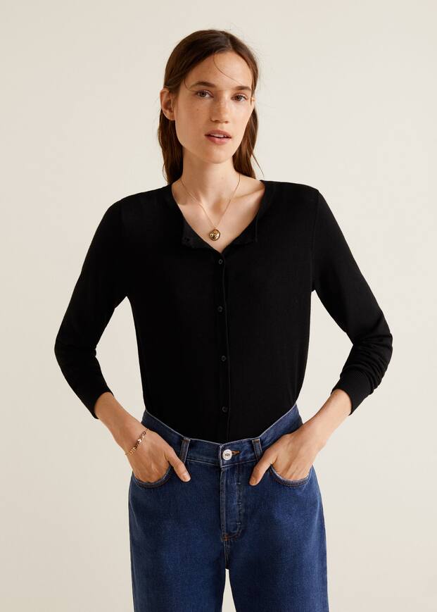 버튼 니트 가디건