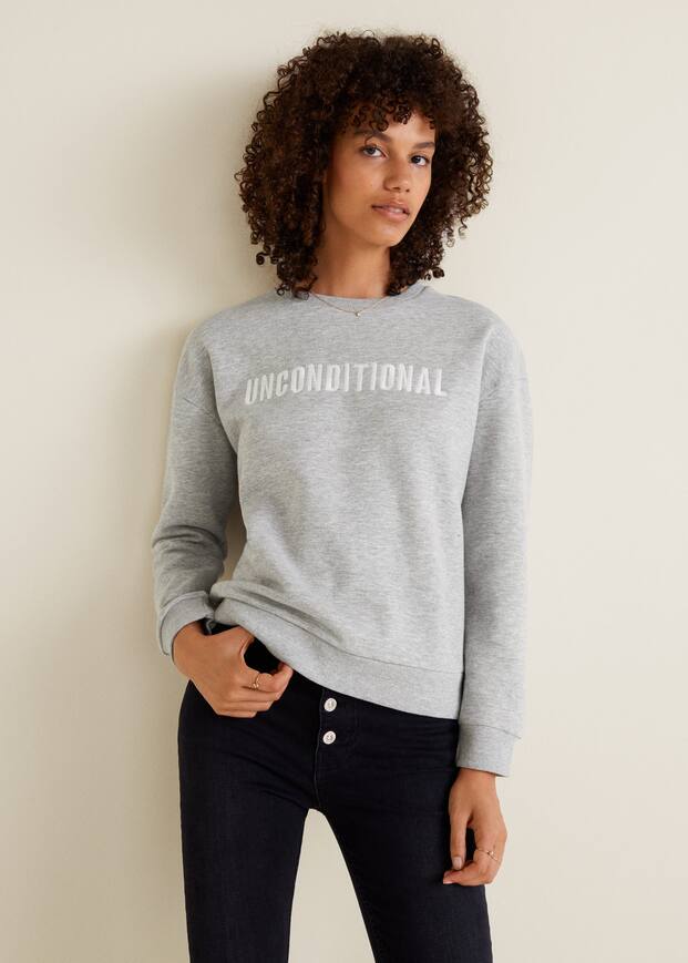 자수 장식 면 스웨트셔츠