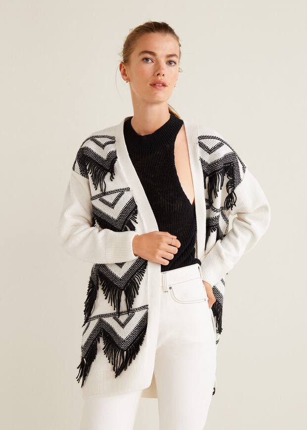 프린지 코튼 가디건