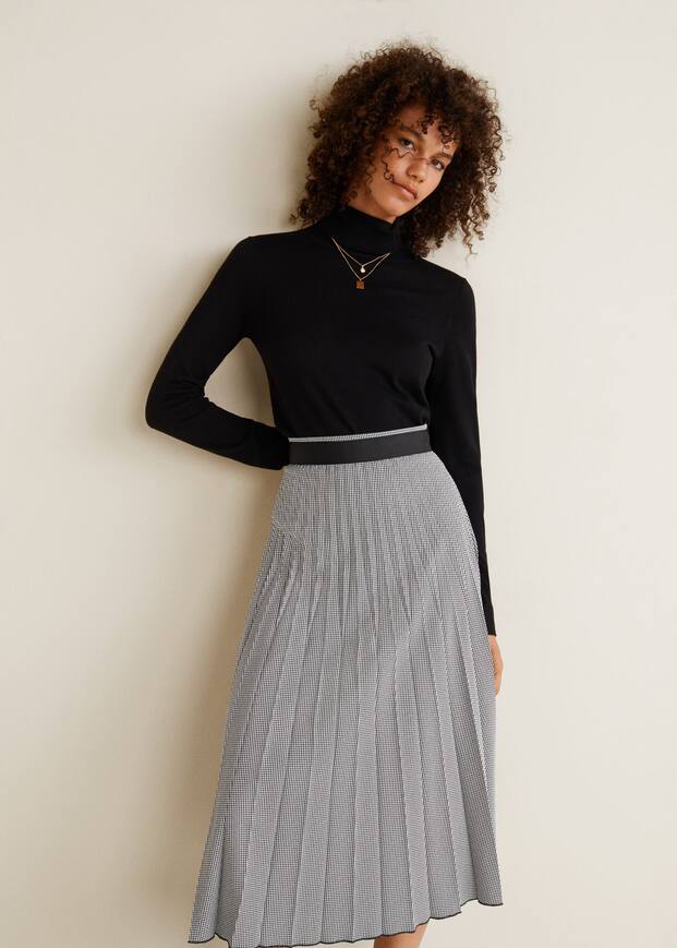 프린티드 플리티드 스커트