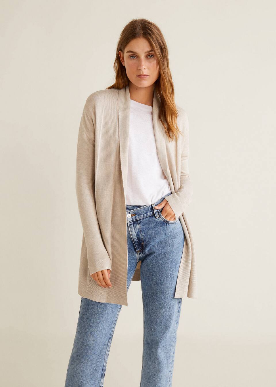 골지 디테일 가디건