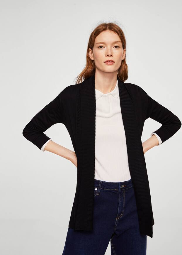 골지 디테일 가디건