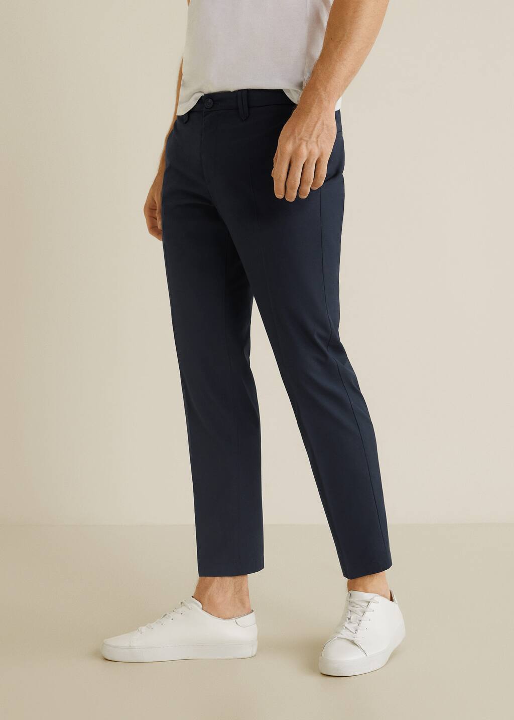 Man Pantalon HommeMango D'ivoire Pinces À Côte Crop bfY6vIgy7