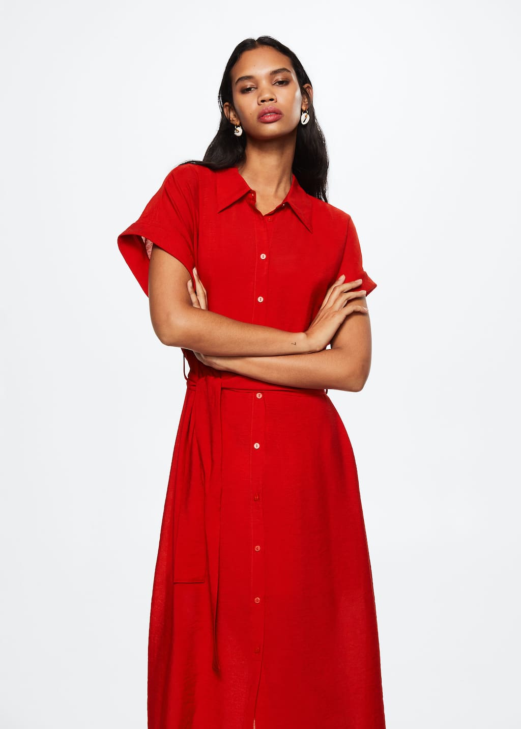 Mango belt midi clearance dress