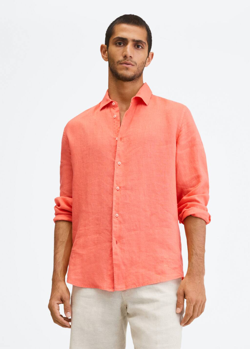 Regular-fit 100% linen shirt - Man 