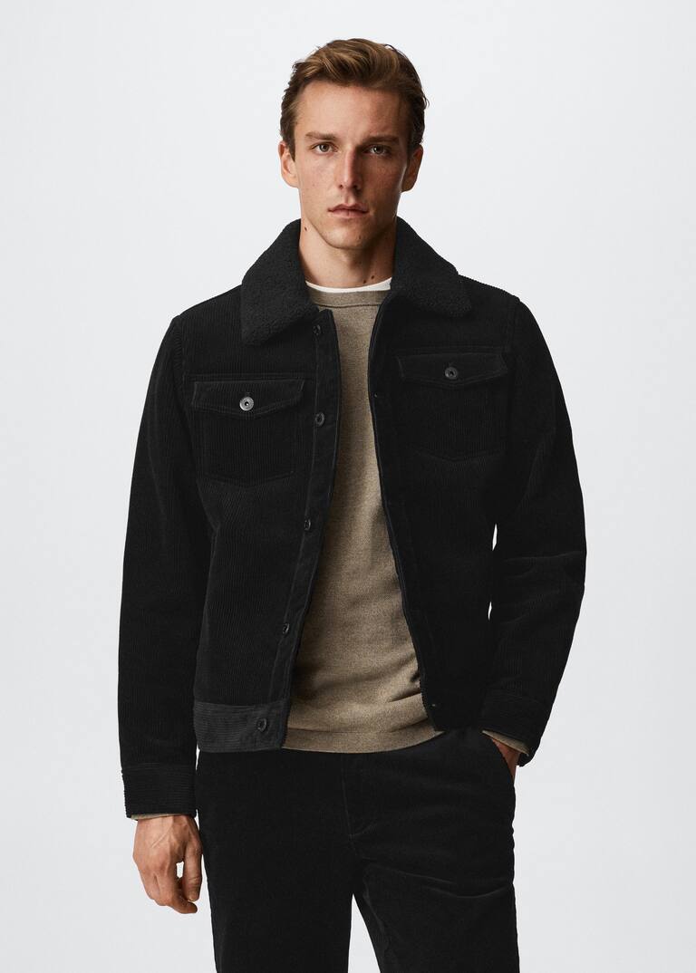Faux shearlinglined corduroy jacket Men Mango Man USA