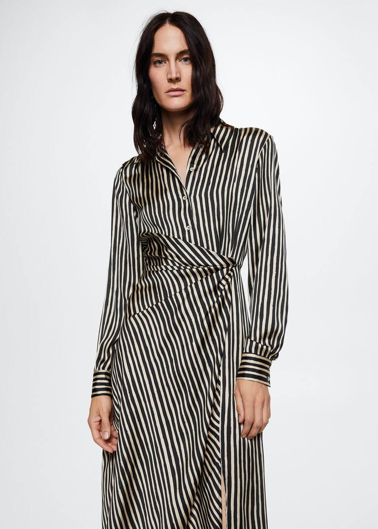 Striped satin dress - Woman | Mango Canada