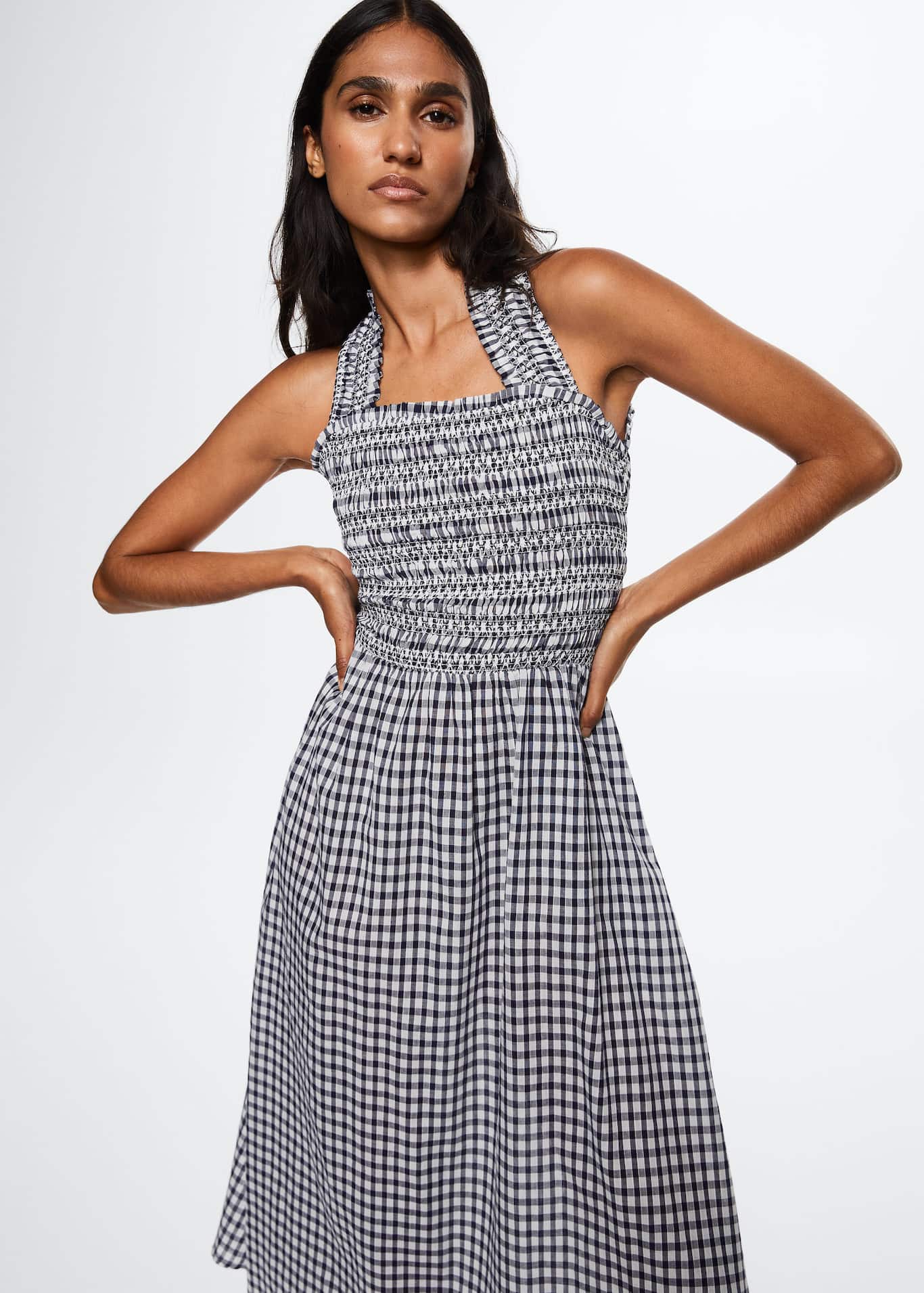 Gingham check cottoned dress Women MANGO OUTLET USA Gingham check cottoned dress Women MANGO OUTLET USA