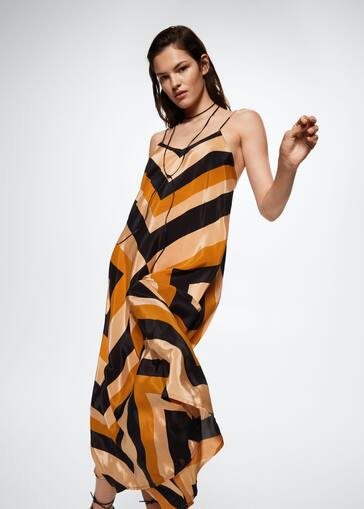 Saténové šaty s proužky - Detail zboží 2