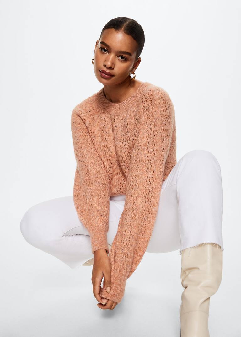 Openwork knit sweater Women Mango USA