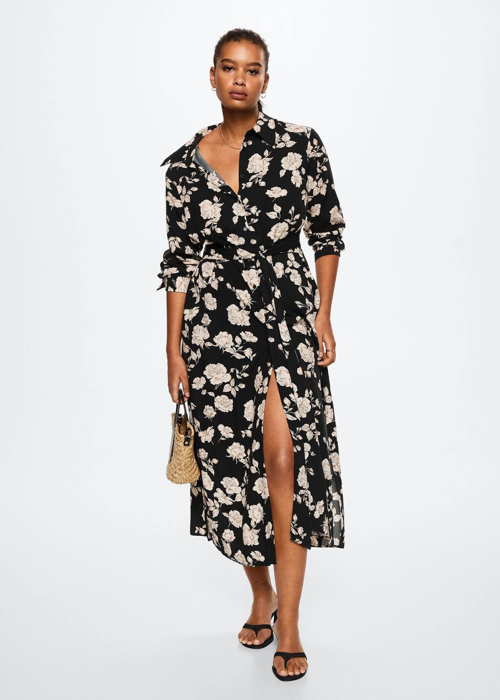 Mango Vestido camisero estampado 37023844 99