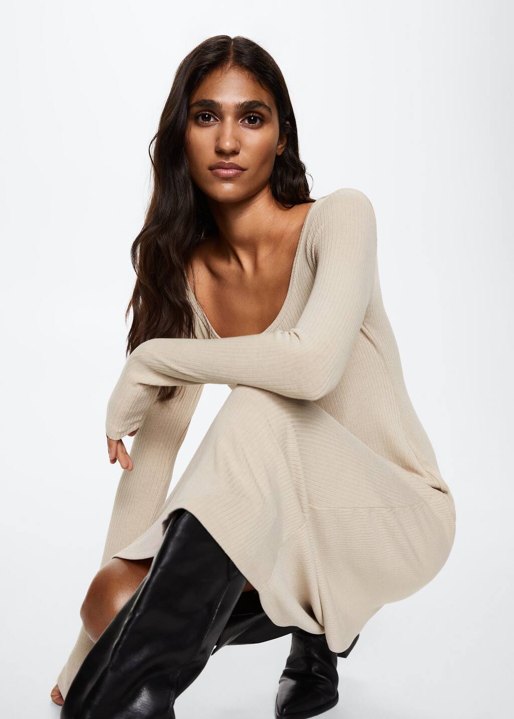 Mango Ribbed midi dress 3702581507