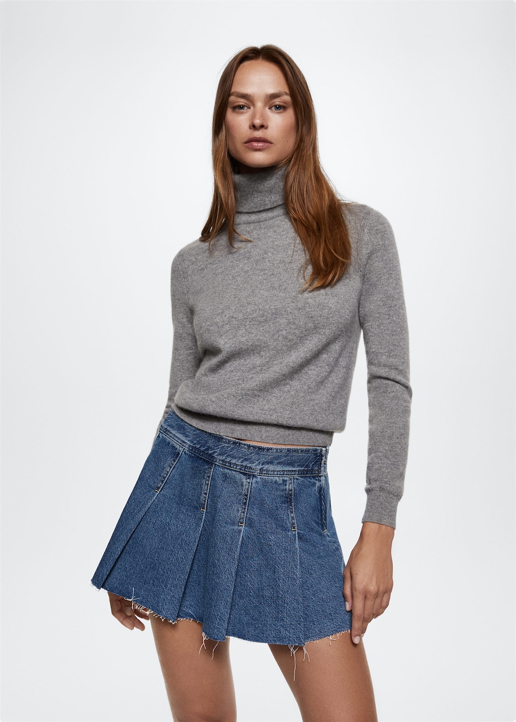 Pleated denim skirt - Medium plane