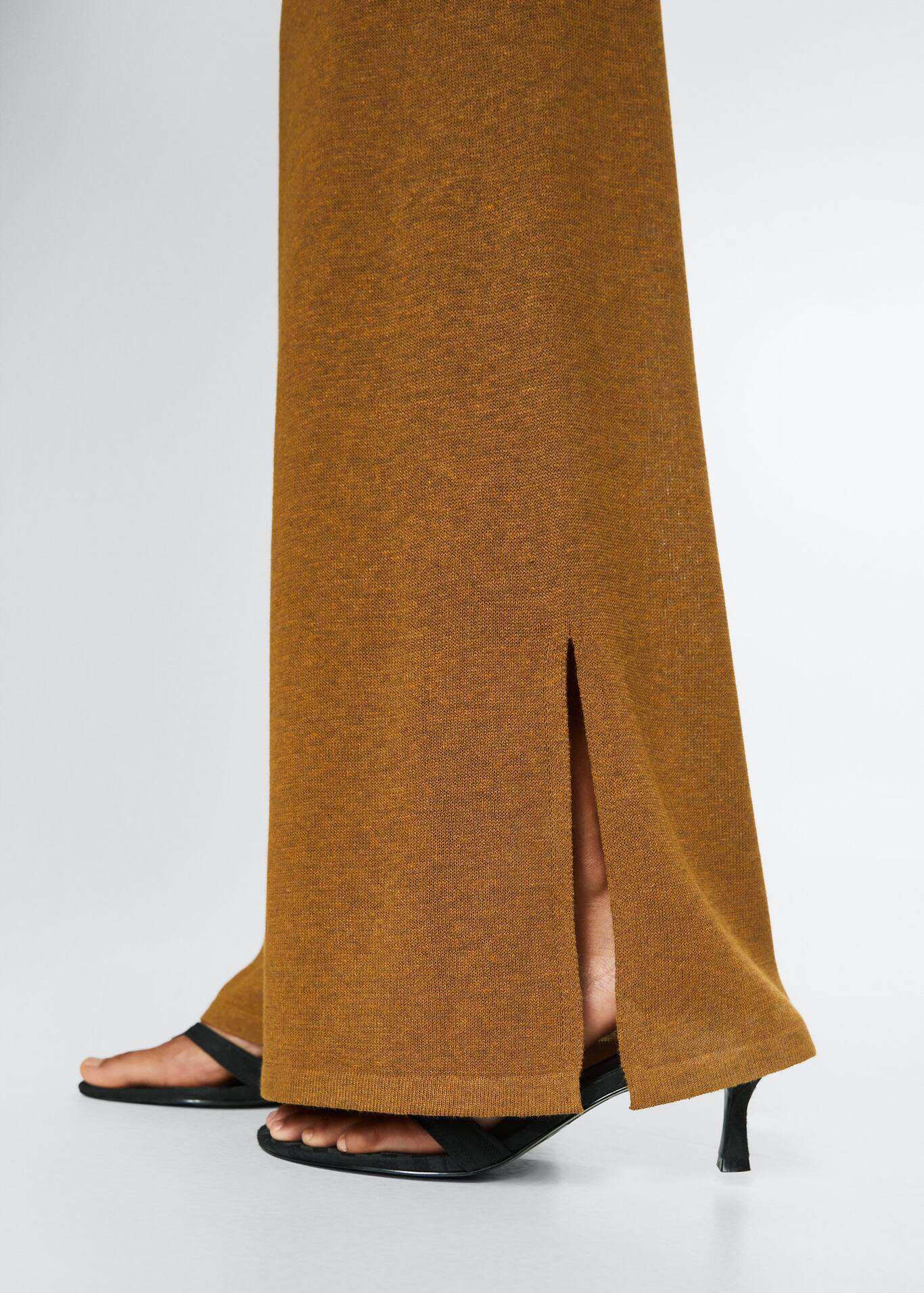Side slit knit trousers Woman MANGO OUTLET United Kingdom