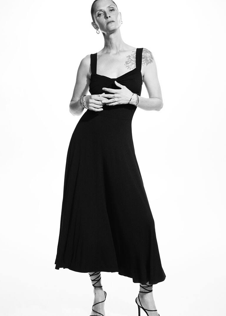 Draped neckline dress Woman Mango Serbia