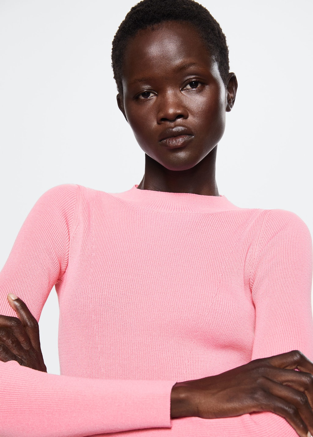 Pull Côtelé Col Ras-du-Cou Essentials - Femme, Composition Coton/Polyester/Acrylique, Coupe Décontractée