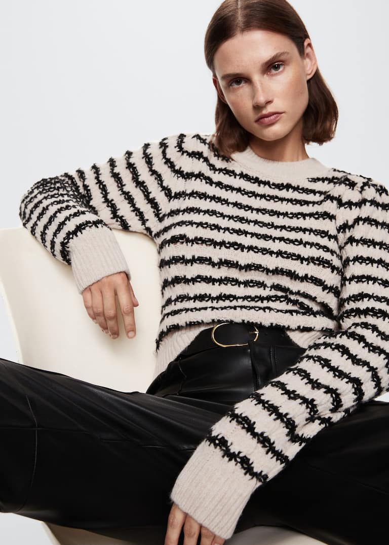 Striped cable-knit sweater