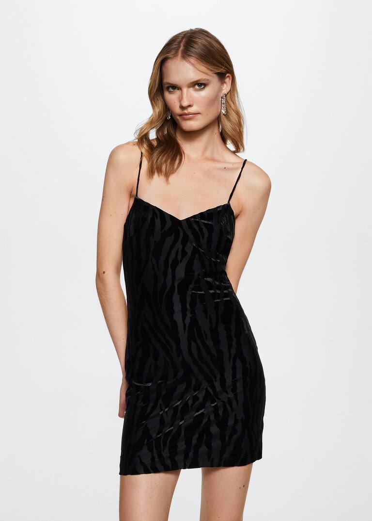 Velvet details dress Woman Mango Ireland
