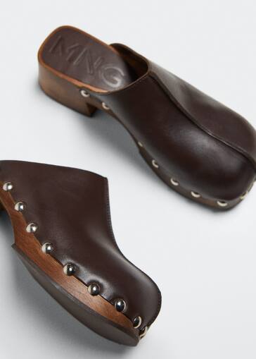 mango studded leather clog