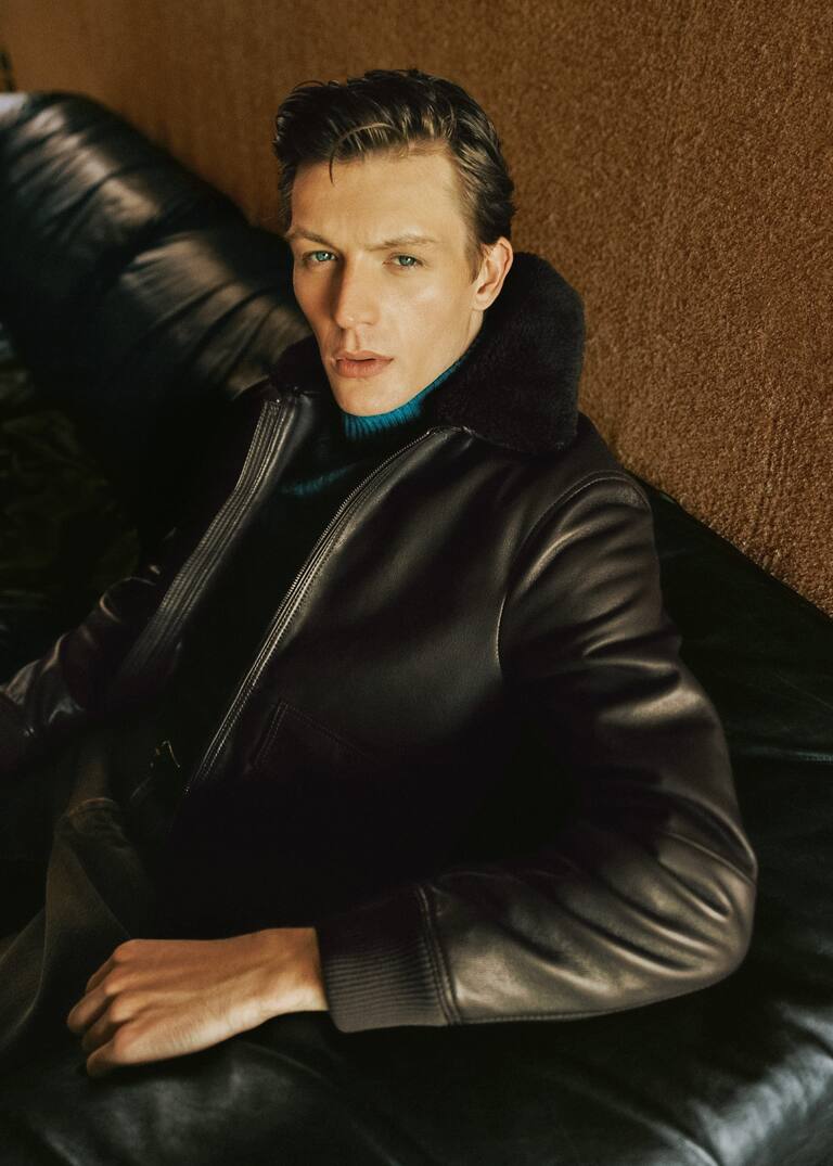 Aviator leather jacket Man Mango Man Netherlands