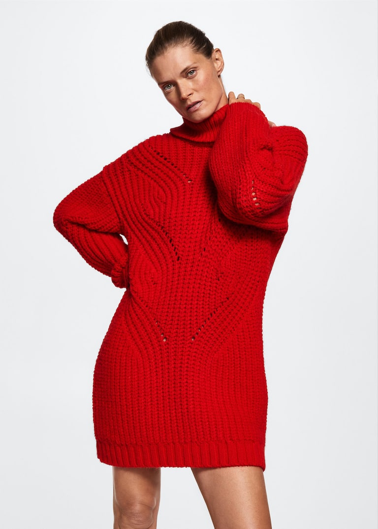Knitted turtleneck dress Women Mango USA