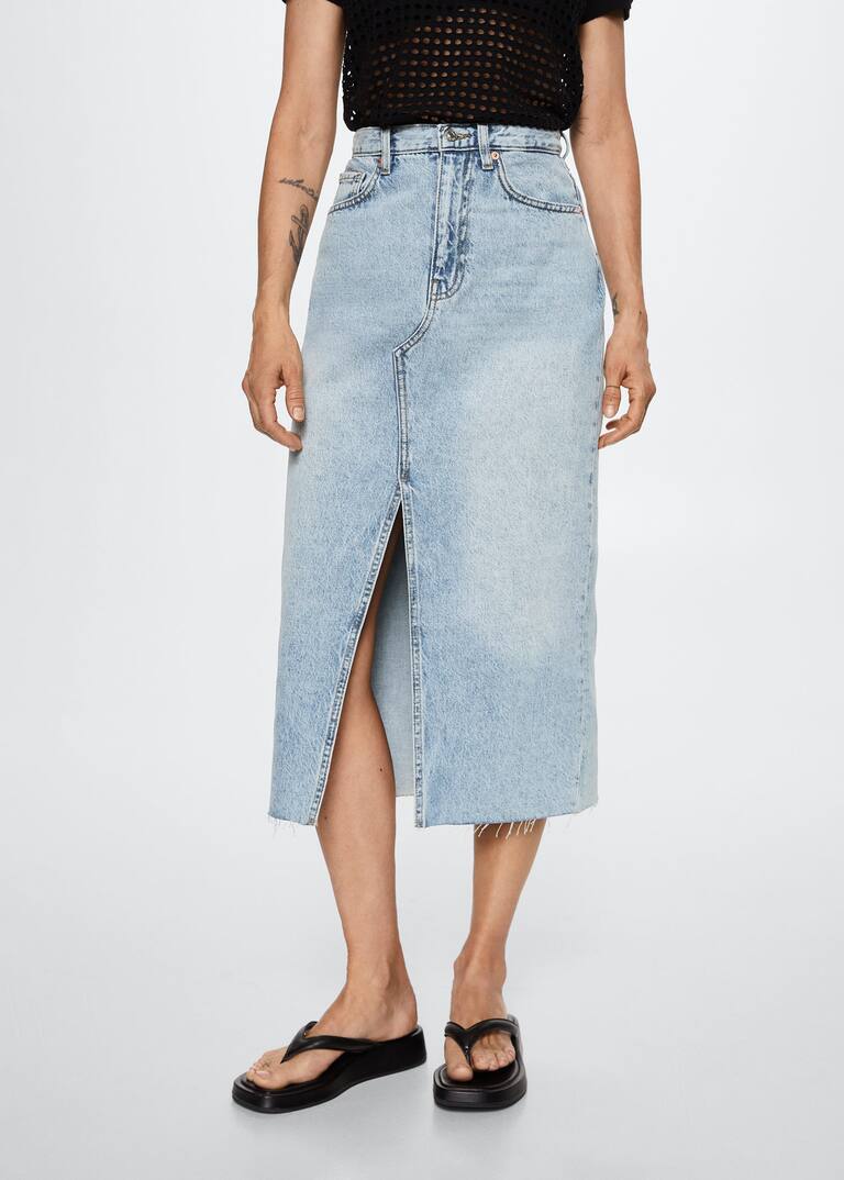 Slit denim skirt Women MANGO OUTLET USA
