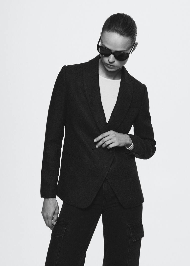 Herringbonepattern suit blazer Woman Mango Singapore