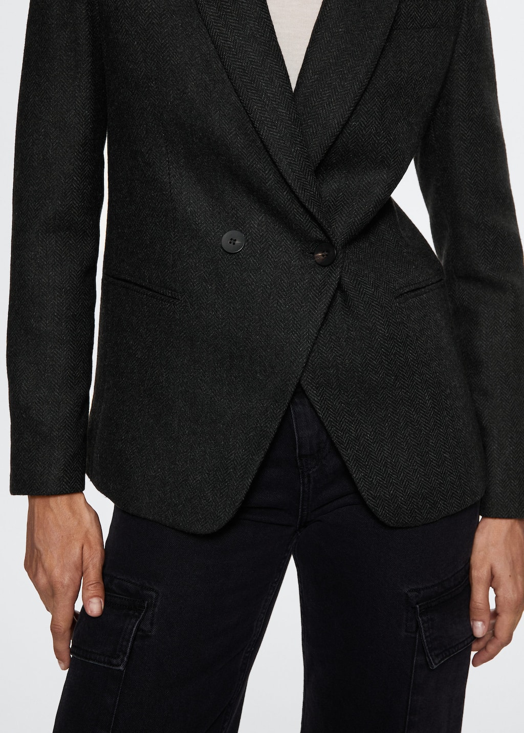 Mango Herringbonepattern suit blazer 3705825892