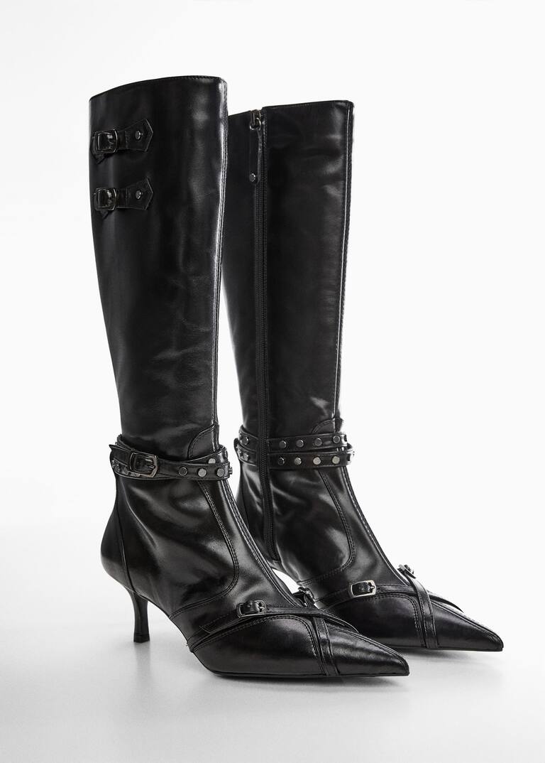 High heel leather boot Woman Mango