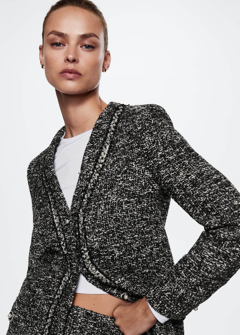 Tweed jacket with jewel buttons Women Mango USA