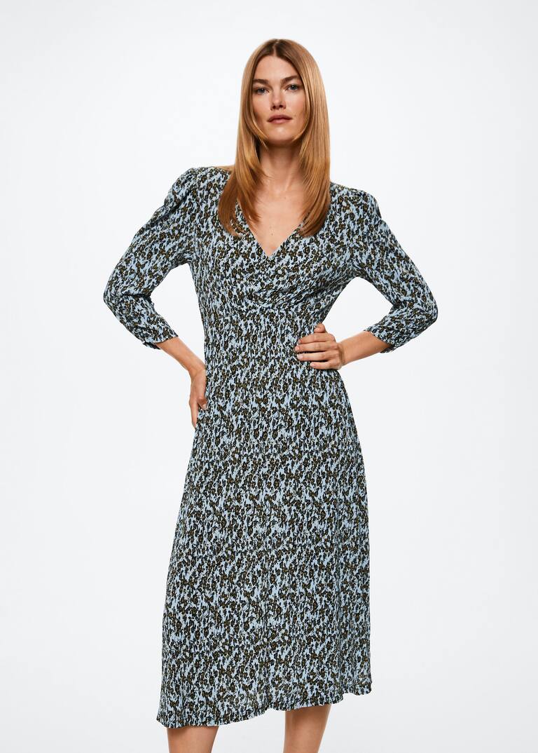 Printed pleated dress Woman Mango Egypt