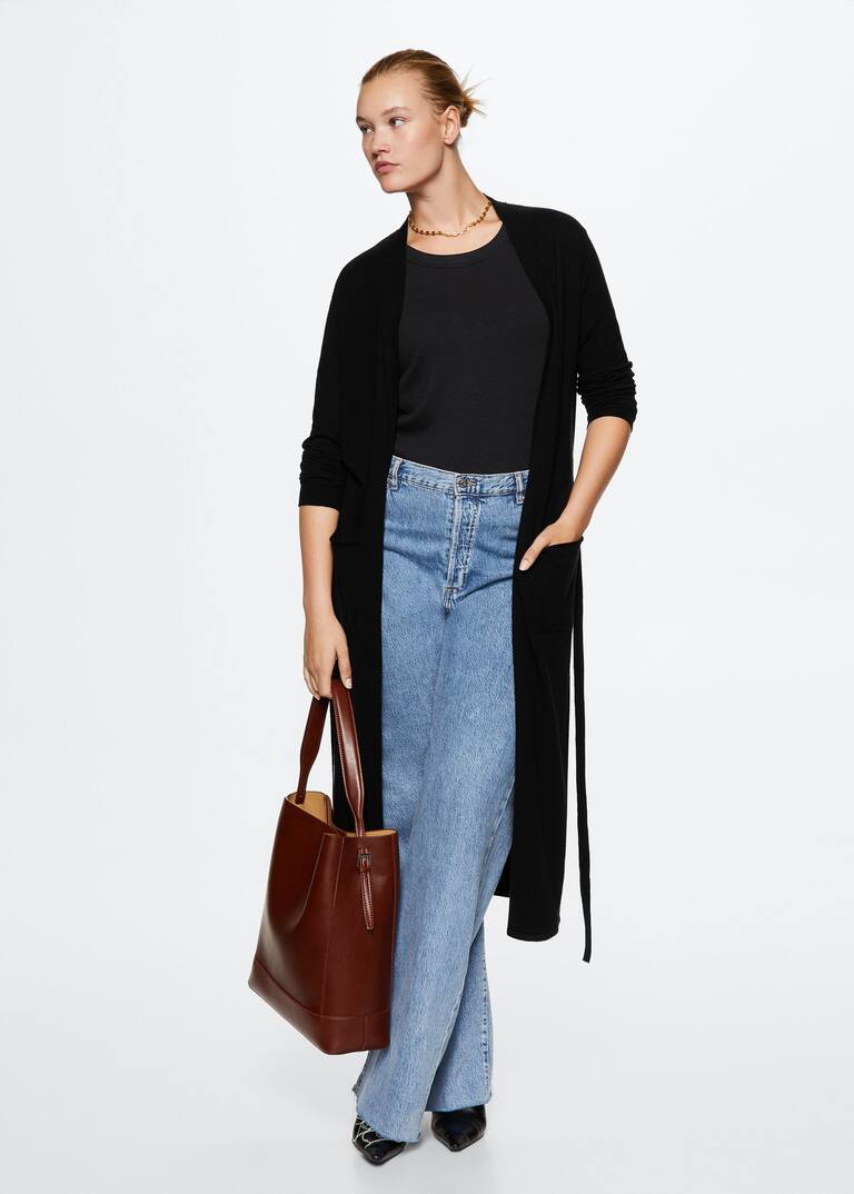 Bow long cardigan Women Mango USA
