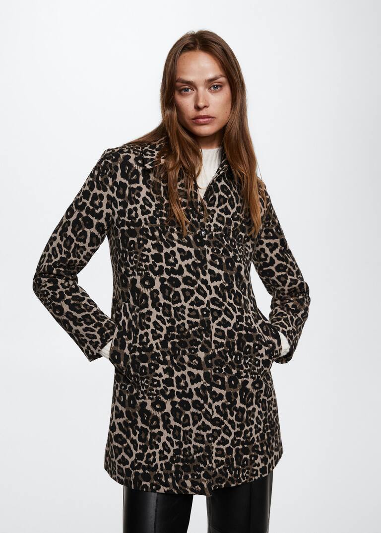 Animal print coat - Woman | Mango Greece
